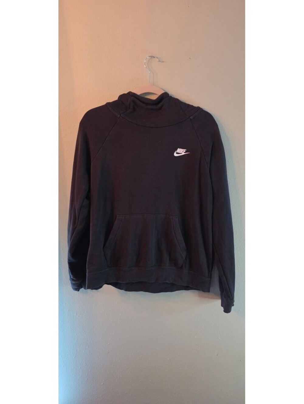 Nike Women’s Medium Black Fleece Cowl Neck Pullover Hoodie Embroidered Logo